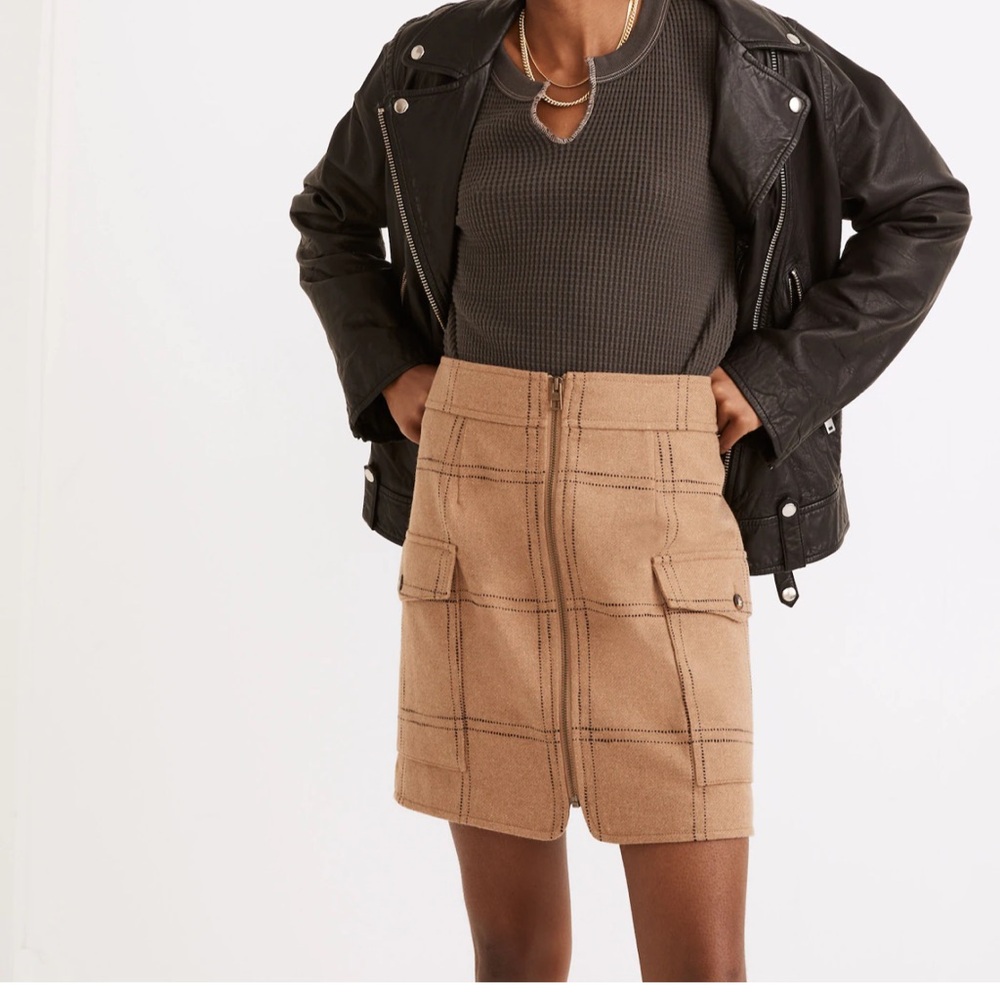 Madewell tan (Re)sourced Zip-Front Mini-Skirt - NEW WITH TAGS